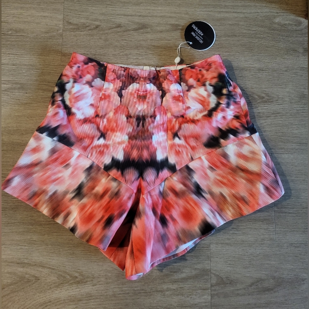 NWT Finders Keepers Floral Pink and Black Graphic Shorts